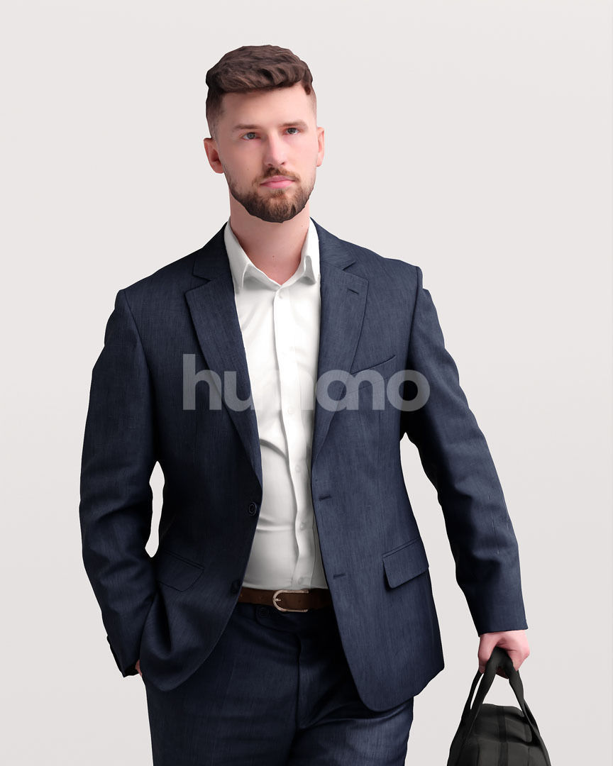 Humano business man - walking working office street -05424-64 3D model_5