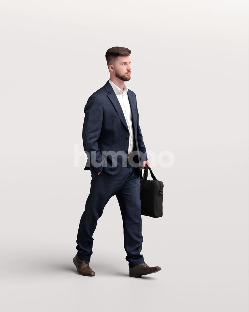 Humano business man - walking working office street -05424-64 3D model_2