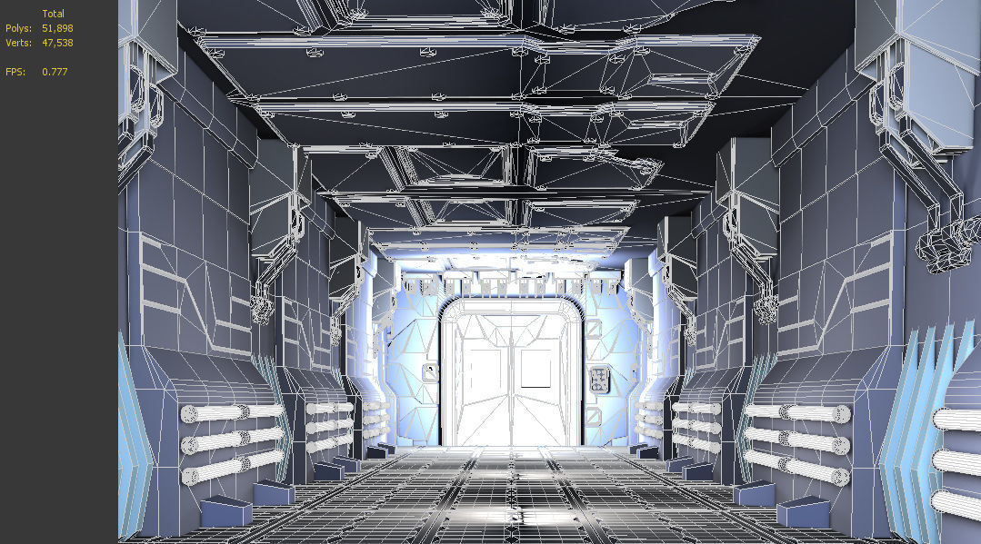 SciFi Corridor modular sci-fi hallway 3D model_4