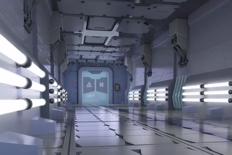 SciFi Corridor modular sci-fi hallway 3D model_0