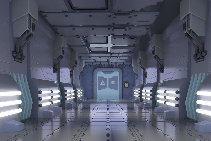 SciFi Corridor modular sci-fi hallway 3D model_2