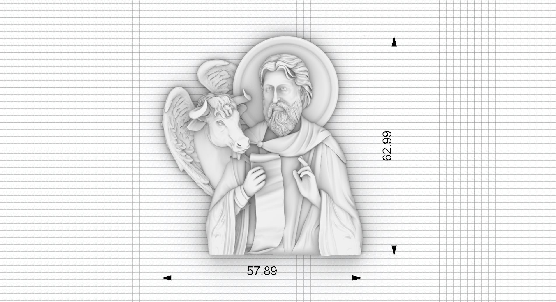 Saint Luke the Evangelist and bull  3D print model_1