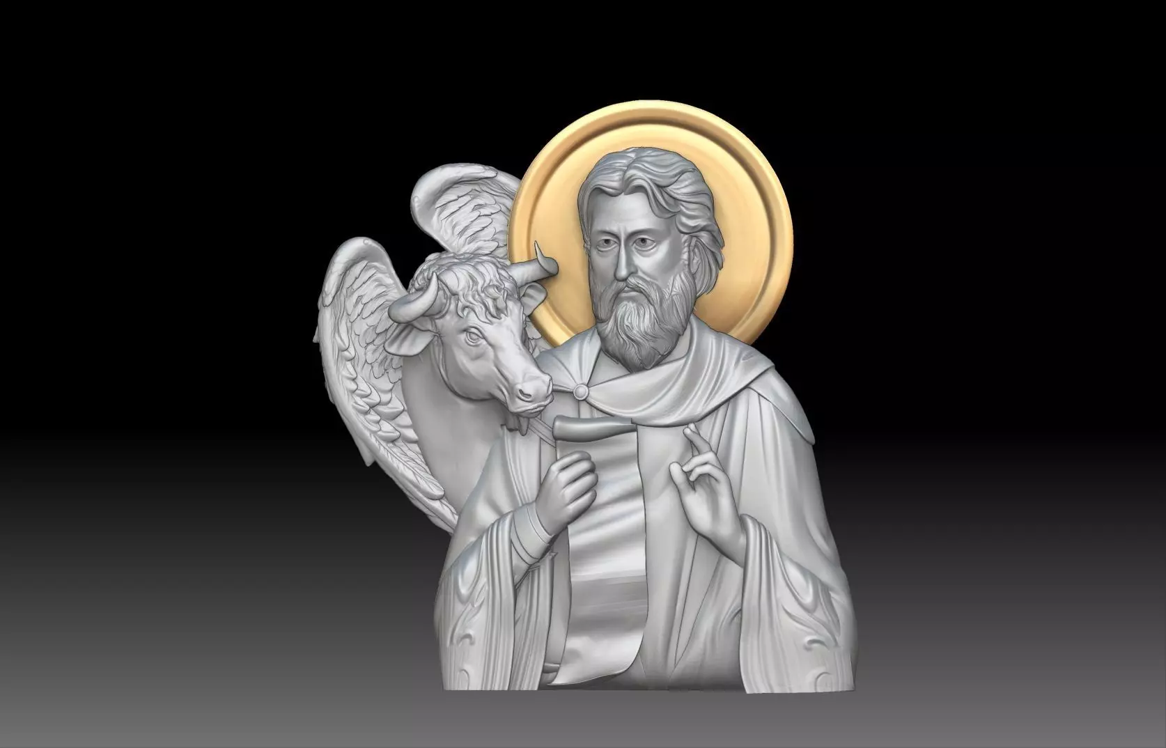 Saint Luke the Evangelist and bull  3D print model_0