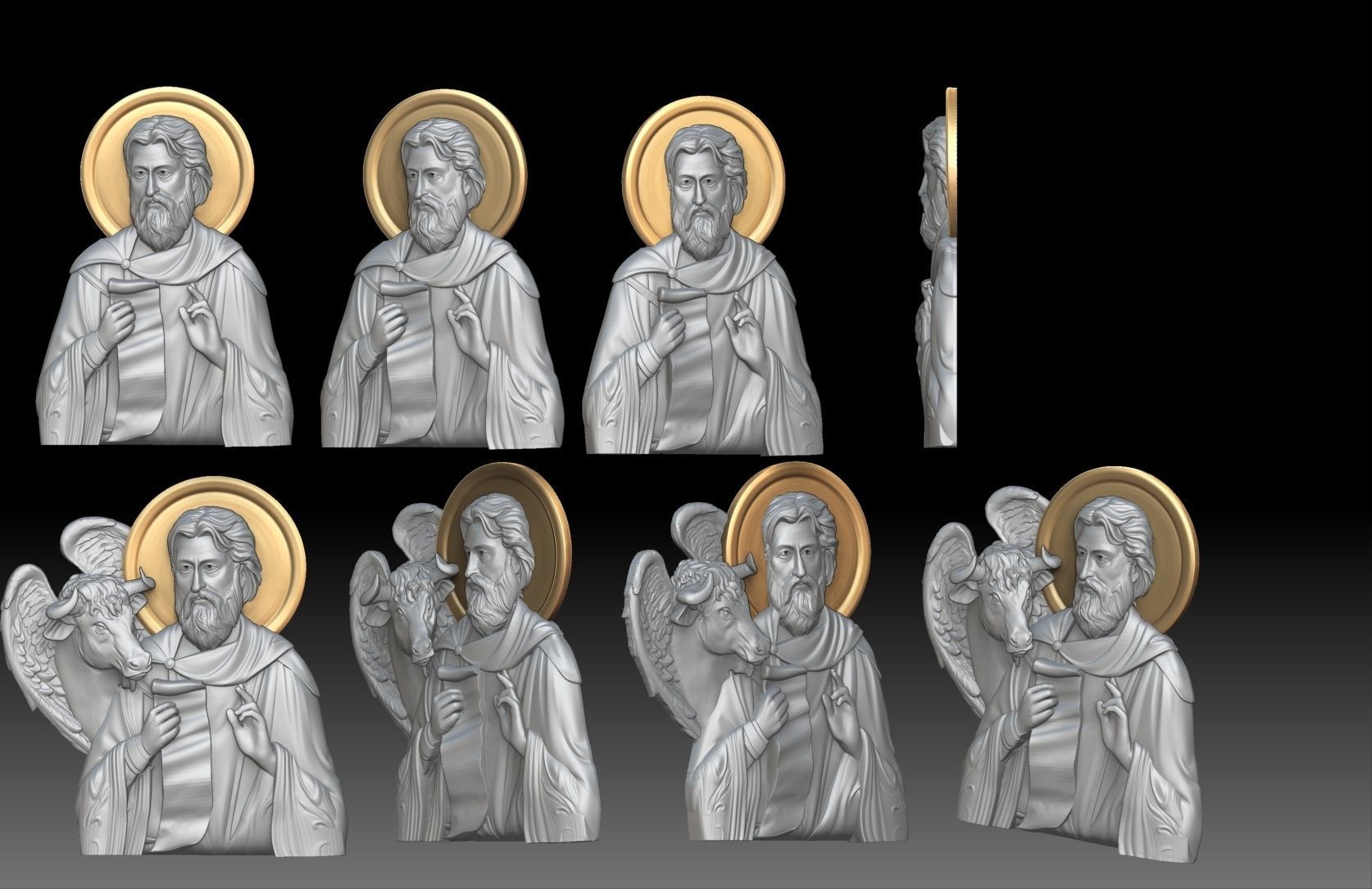 Saint Luke the Evangelist and bull  3D print model_3