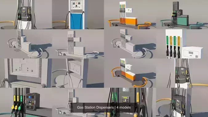 Gas Station Dispensers 3D Model Collection