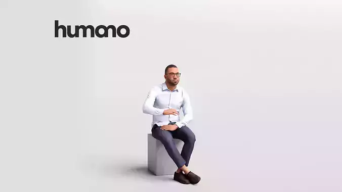 Humano business man sitting and talking - office -06347-33