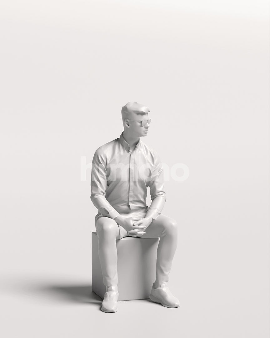 Humano business man sitting - office conference cafe -05729-25 3D model_12