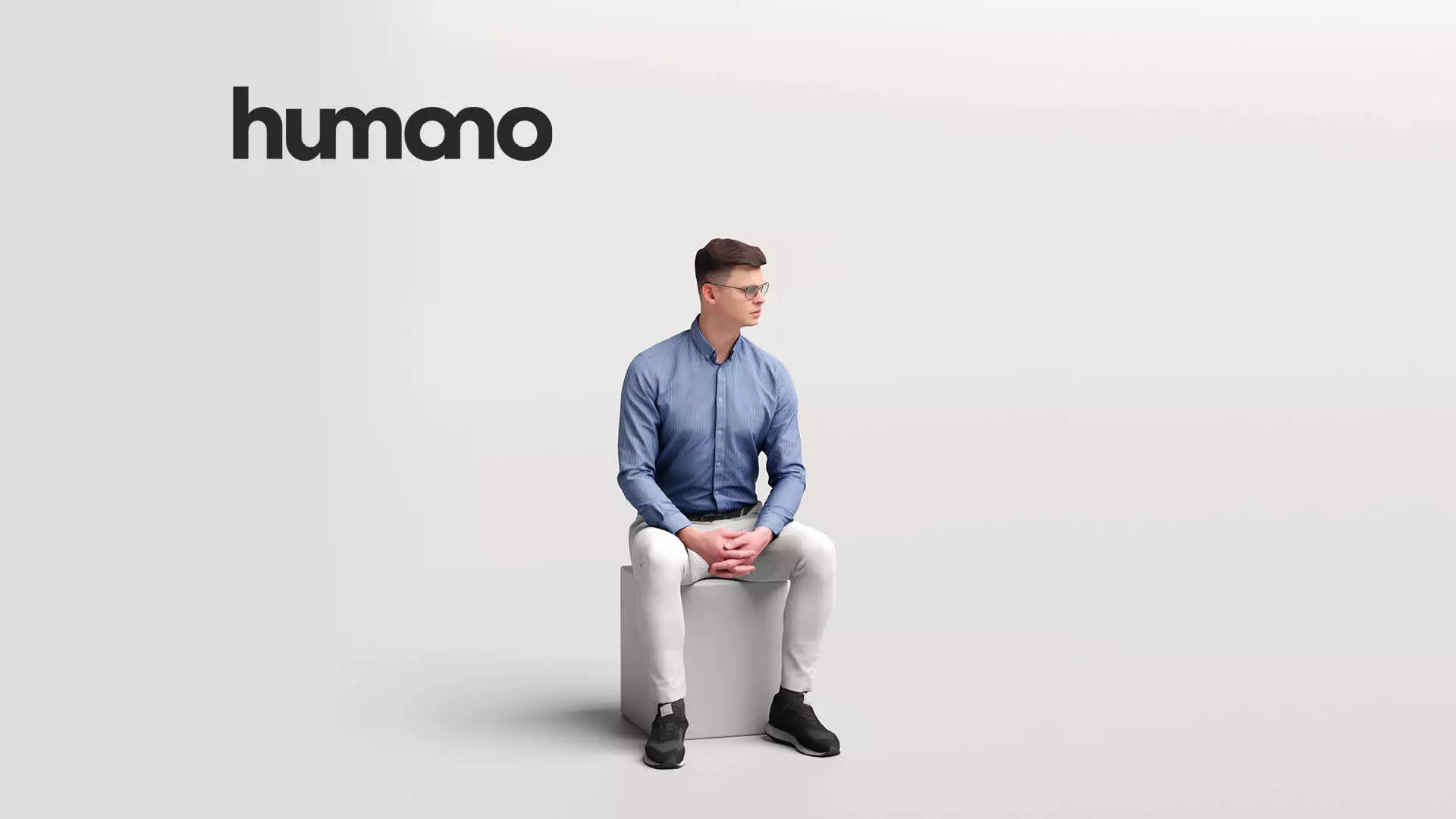 Humano business man sitting - office conference cafe -05729-25 3D model_0