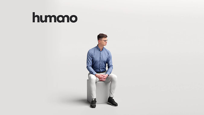 Humano business man sitting - office conference cafe -05729-25 3D model