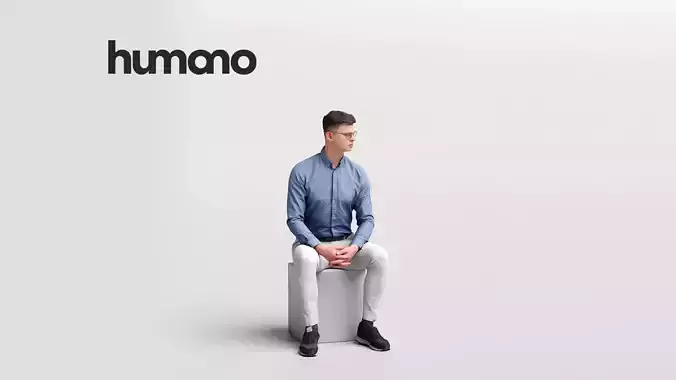 Humano business man sitting - office conference cafe -05729-25 3D model