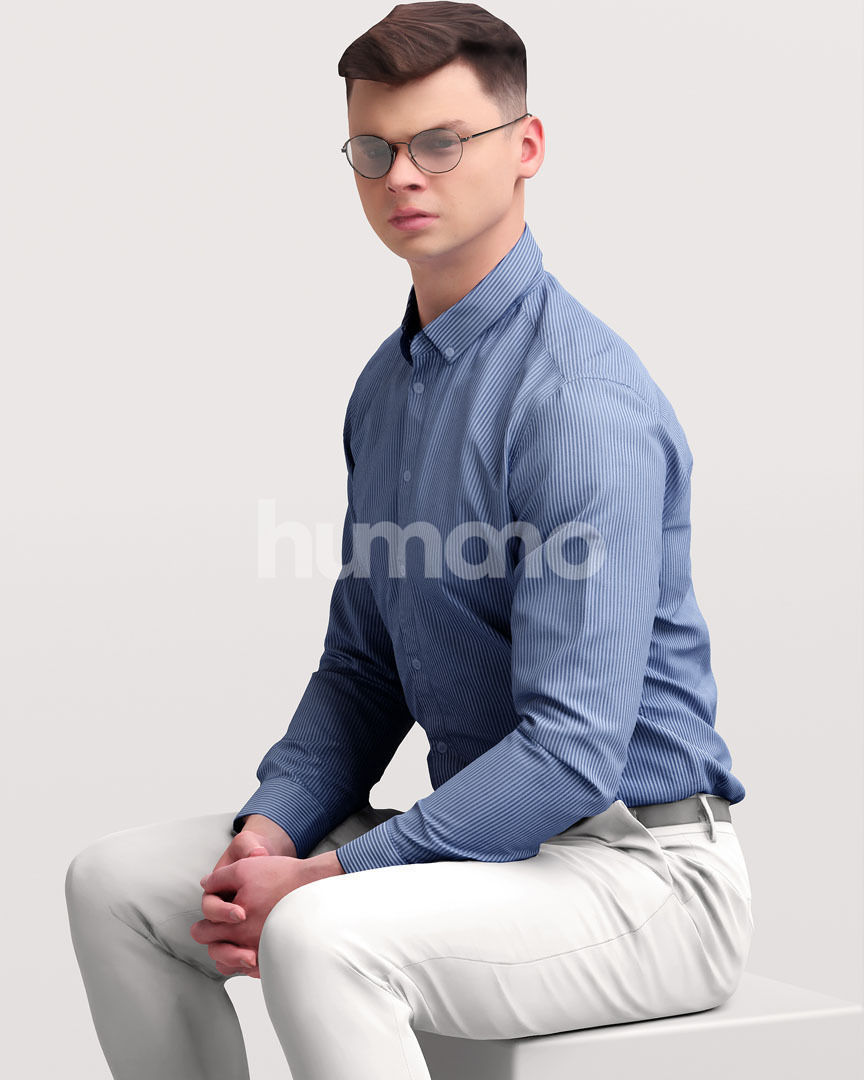 Humano business man sitting - office conference cafe -05729-25 3D model_7
