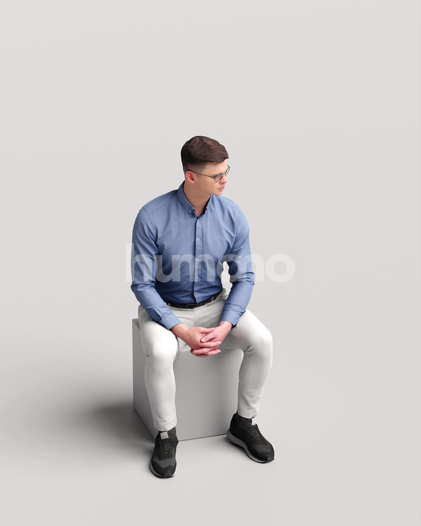Humano business man sitting - office conference cafe -05729-25 3D model_8