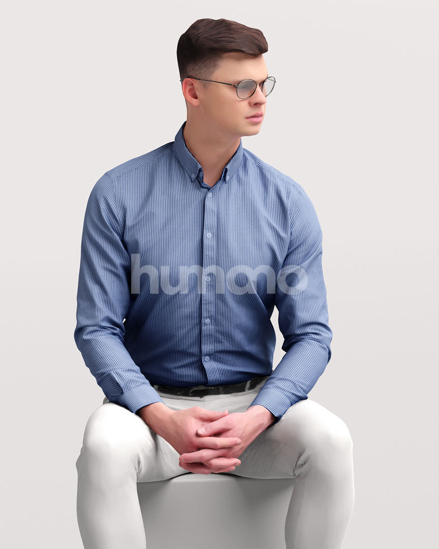 Humano business man sitting - office conference cafe -05729-25 3D model_6