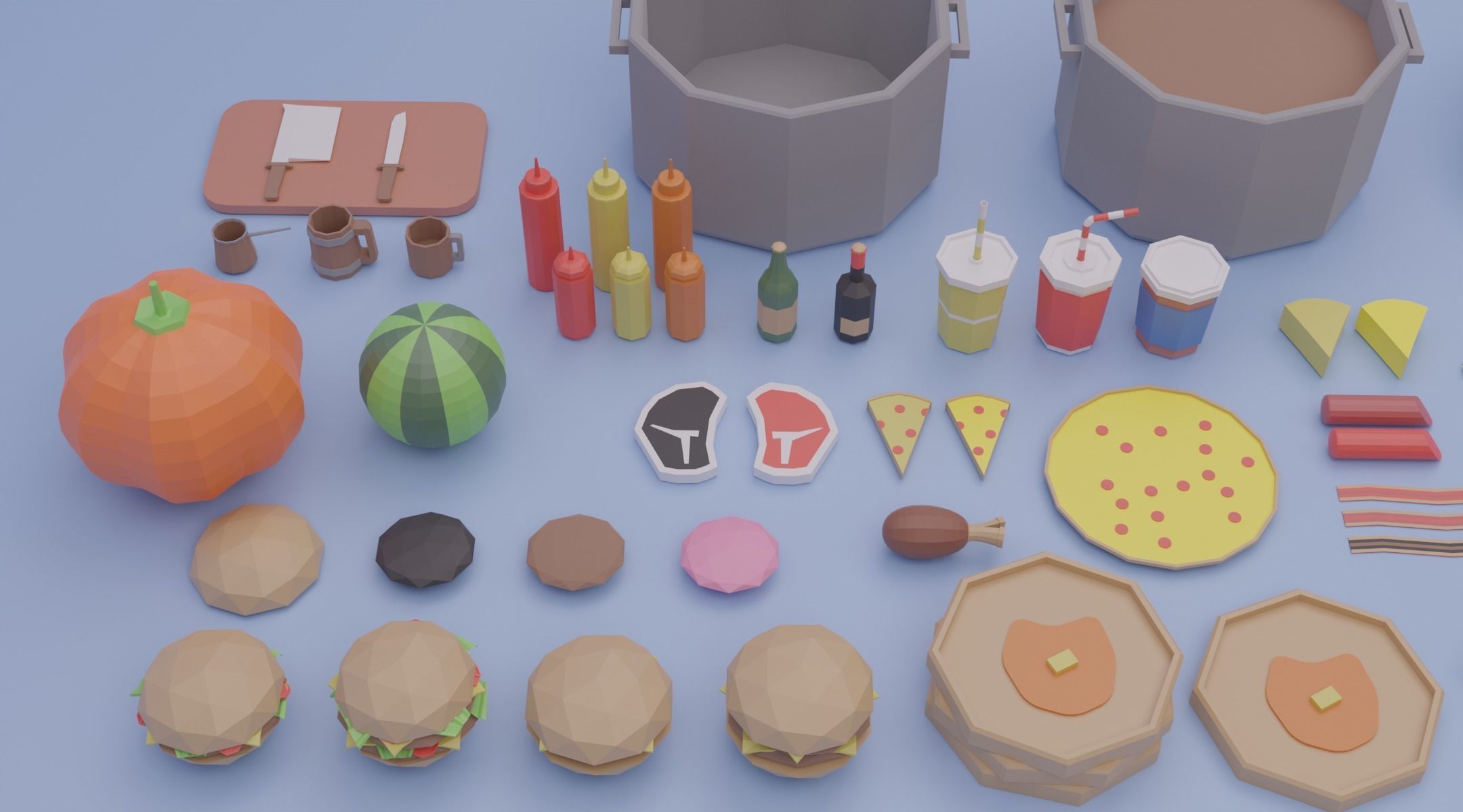 Low Poly Food Pack Low-poly 3D model_4