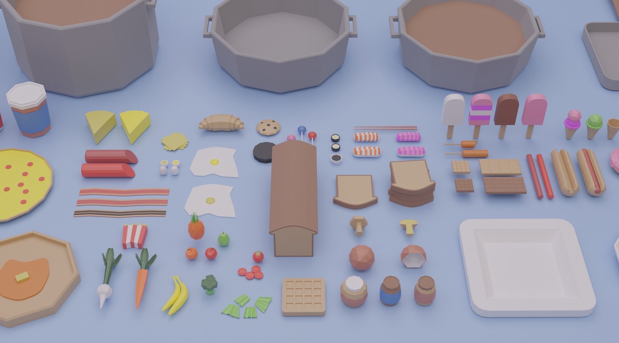 Low Poly Food Pack Low-poly 3D model_5