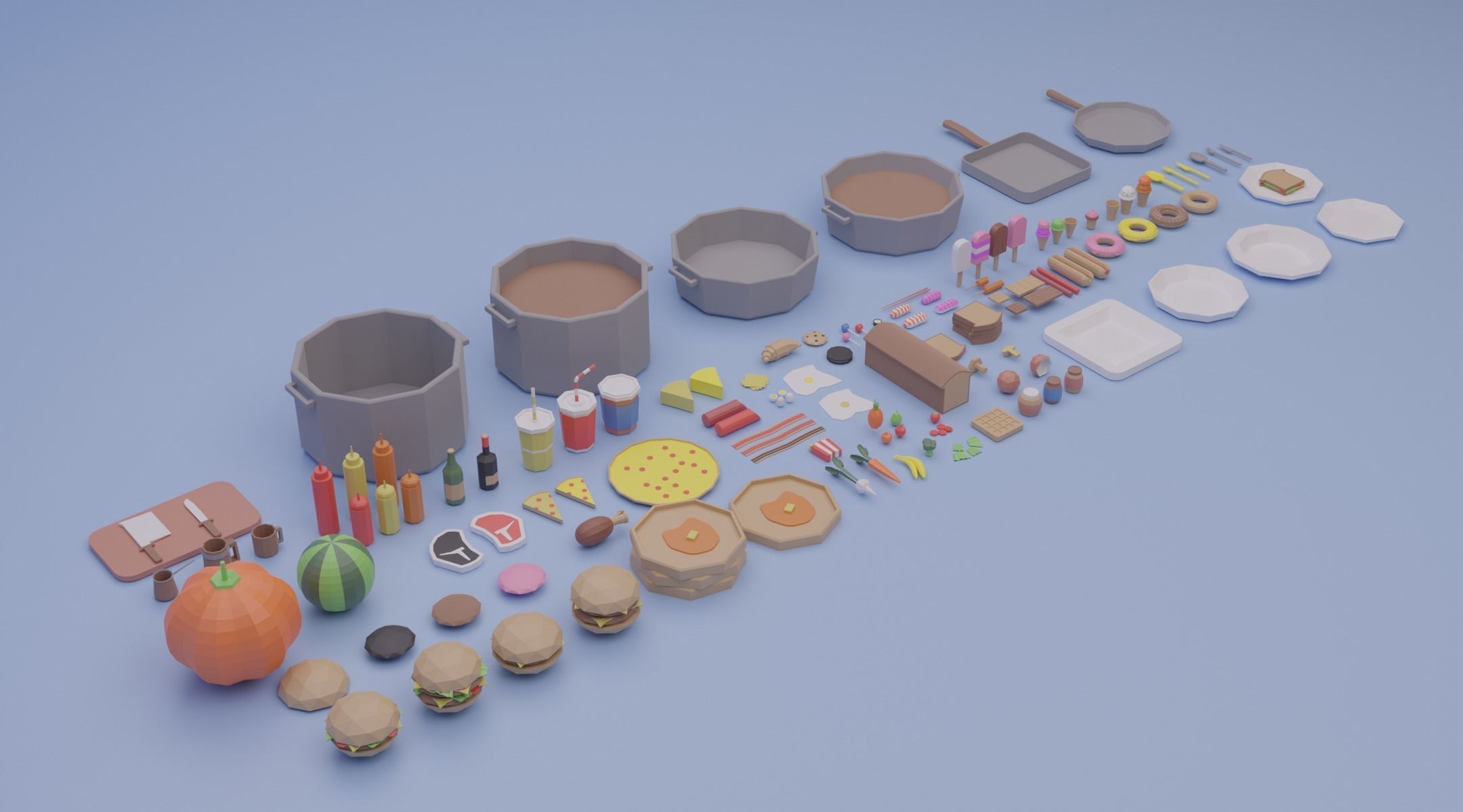 Low Poly Food Pack Low-poly 3D model_3