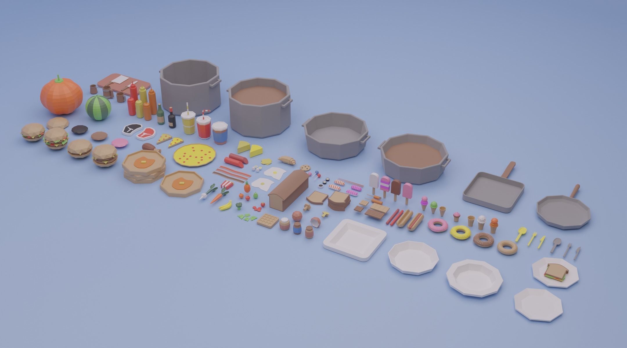 Low Poly Food Pack Low-poly 3D model_2