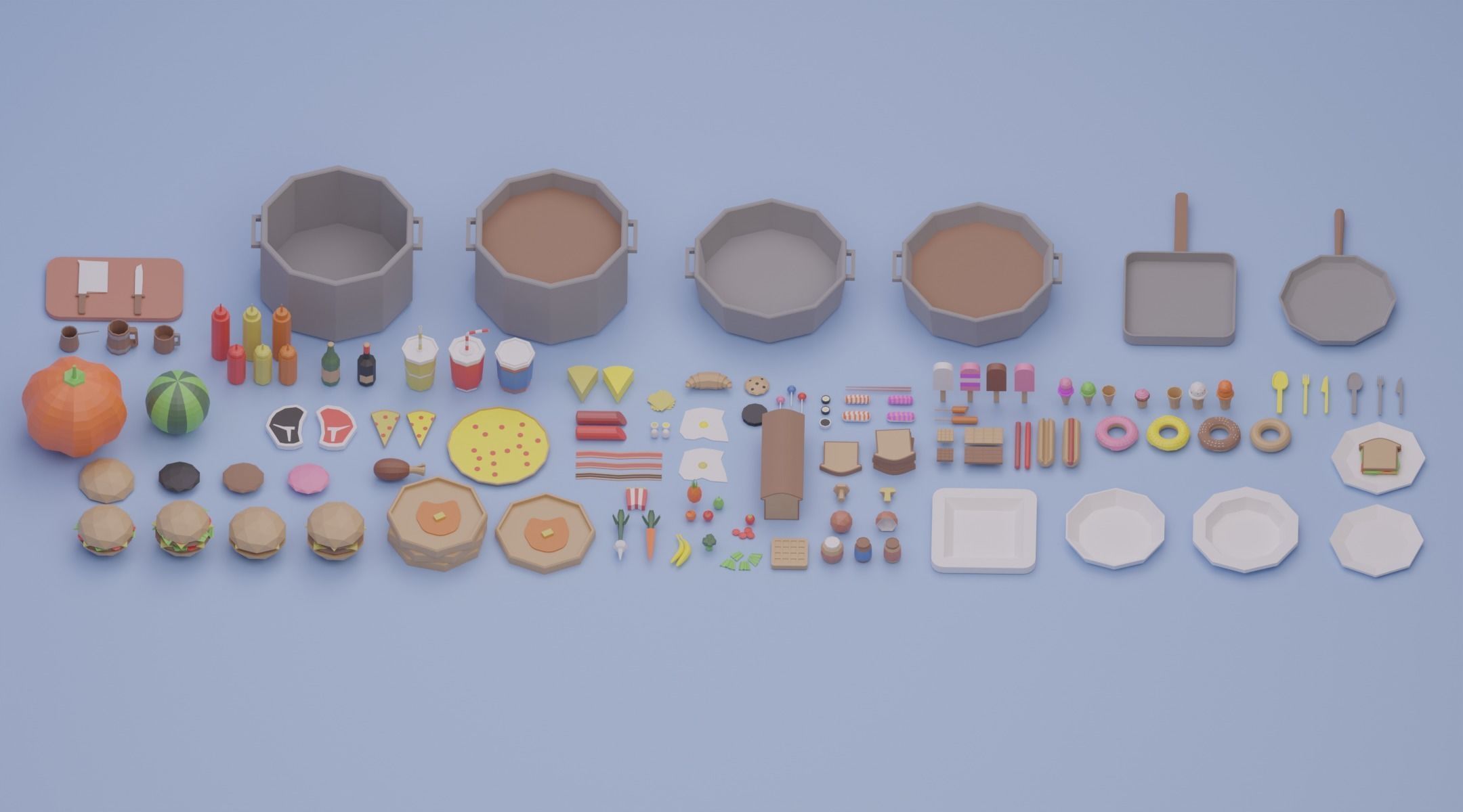 Low Poly Food Pack Low-poly 3D model_1