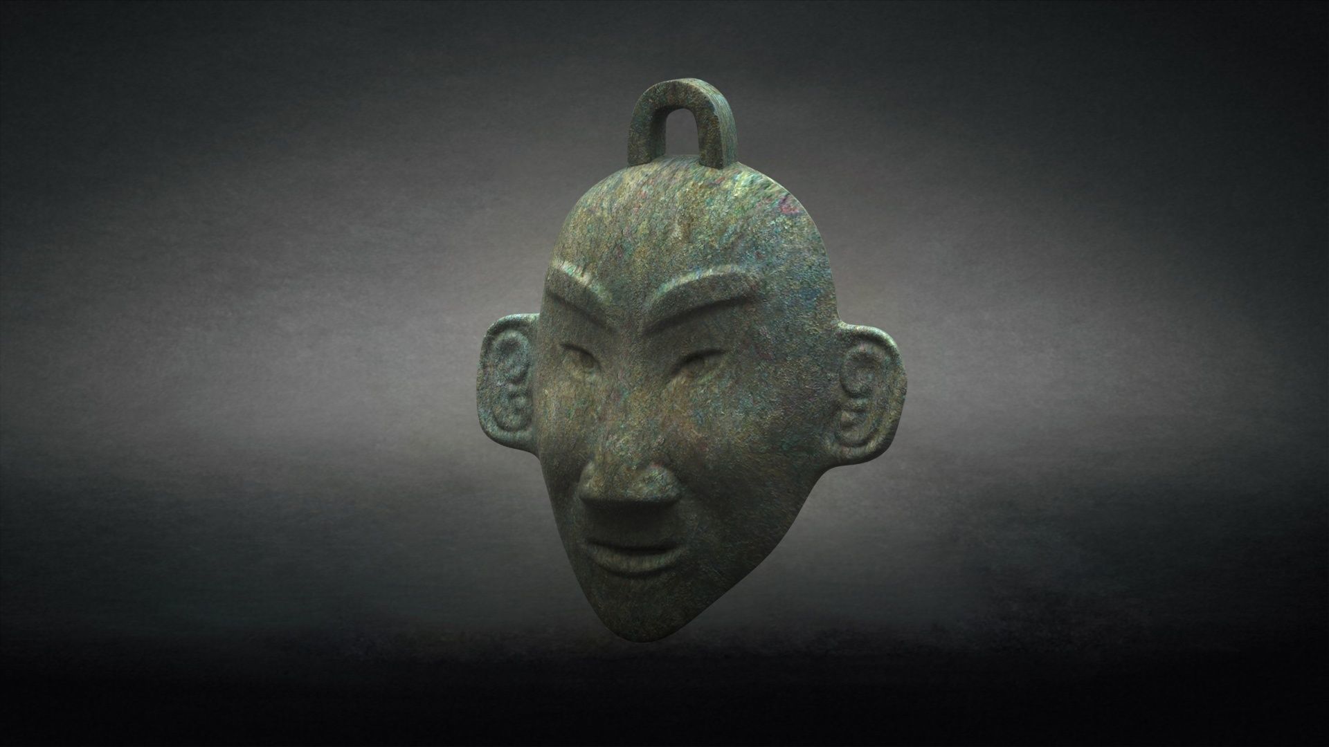 Sanxingdui   ritual mask Decorative African wall Mask 3D model_1