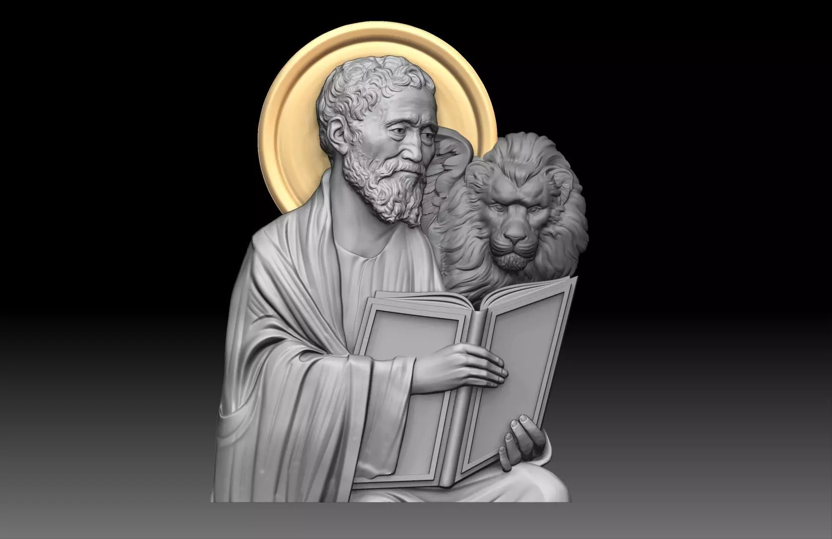 Saint Mark the Evangelist and lion 3D print model_0