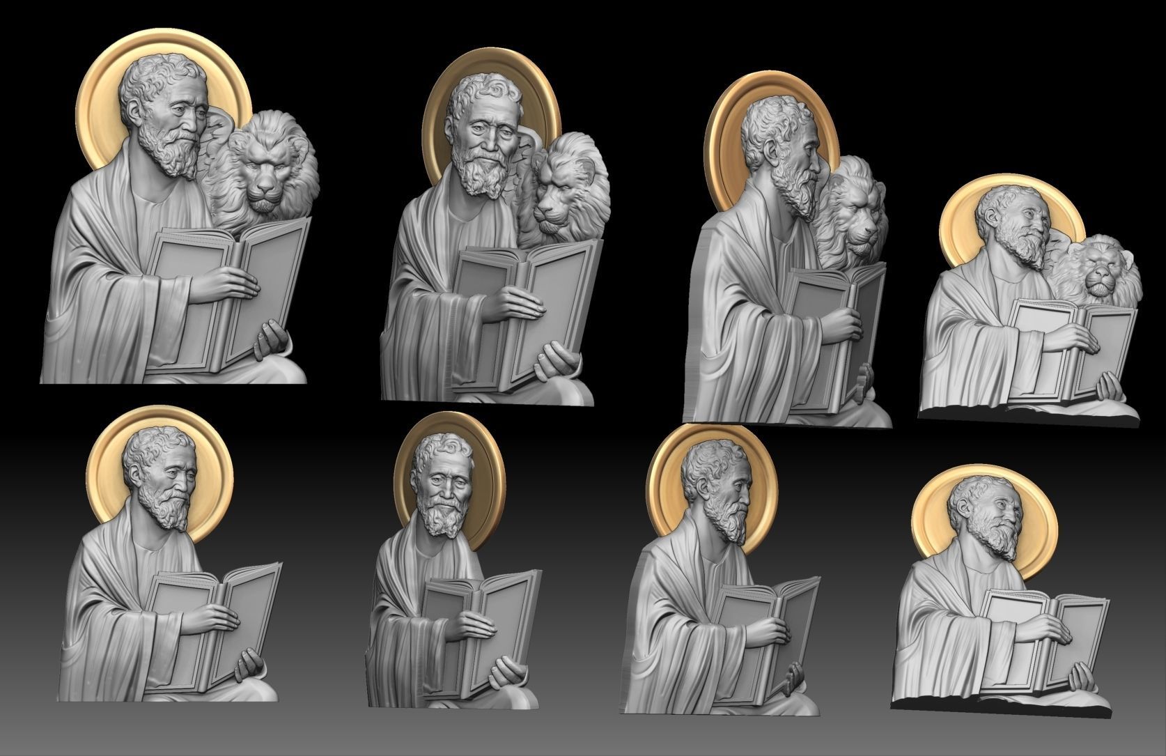Saint Mark the Evangelist and lion 3D print model_2