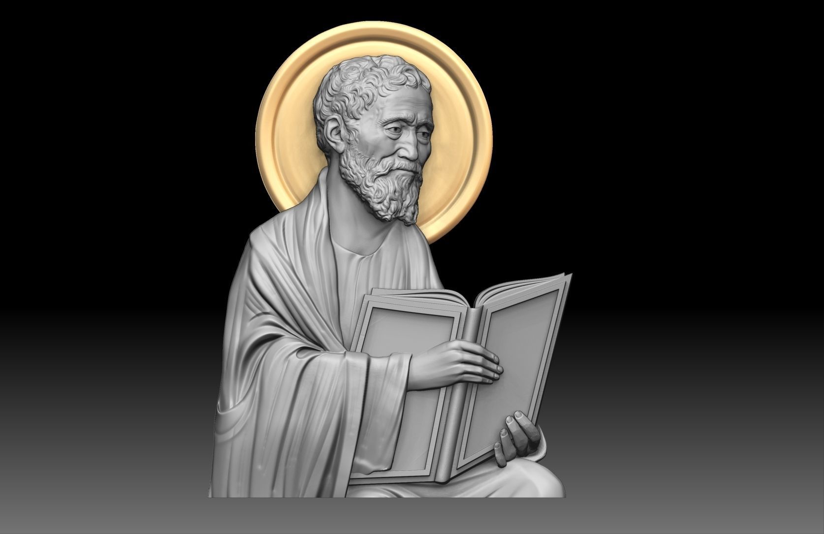 Saint Mark the Evangelist and lion 3D print model_3