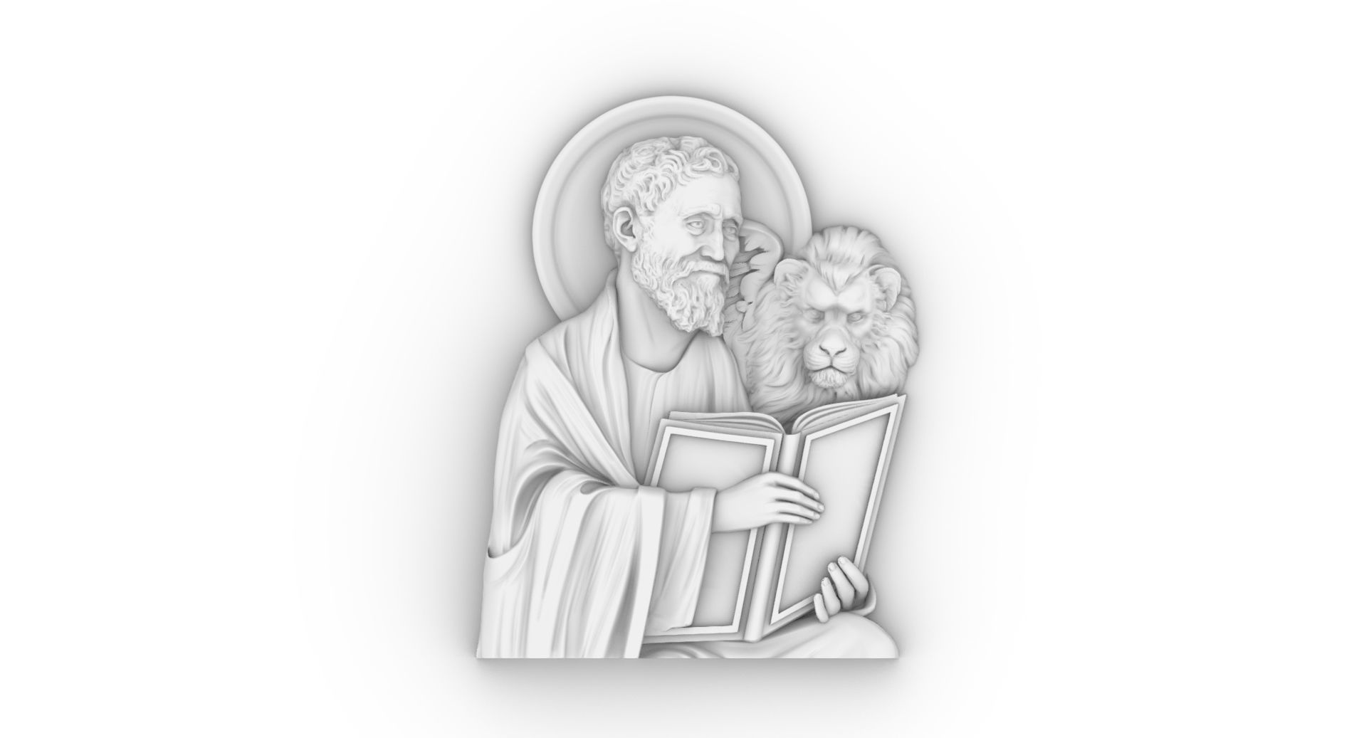 Saint Mark the Evangelist and lion 3D print model_4