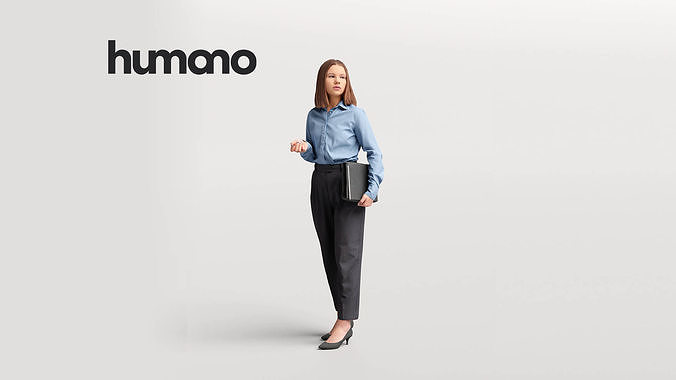 Human business woman standing talking - office -04537-47 3D model