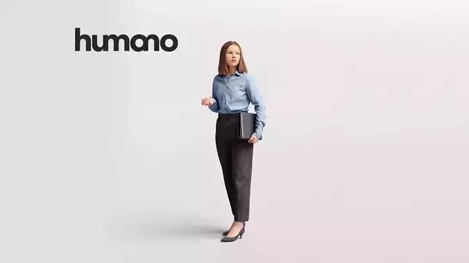 Human business woman standing talking - office -04537-47