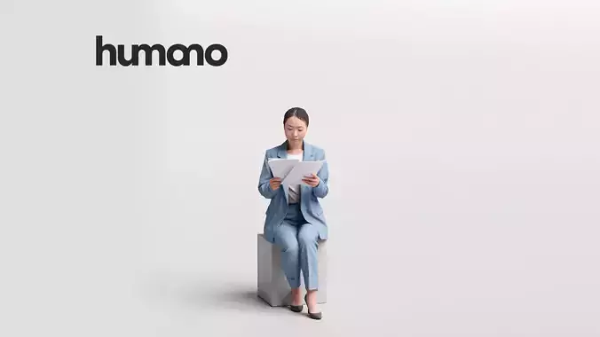 Humano business woman sitting working - office -08352-82