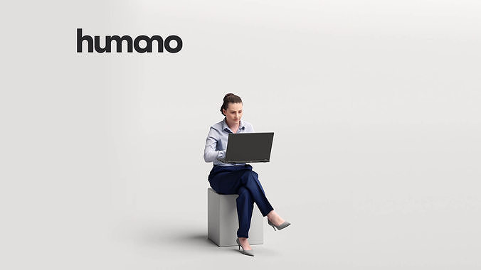 Humano business man sitting working - office -07042-51 3D model