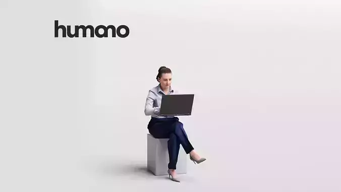 Humano business man sitting working - office -07042-51