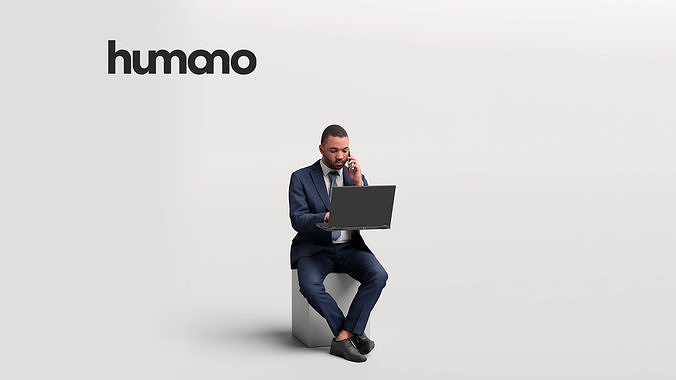 Humano business man sitting working - office -06347-91 3D model