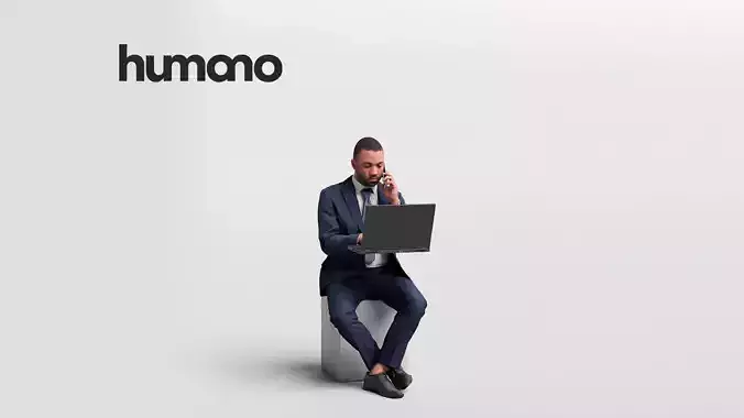 Humano business man sitting working - office -06347-91