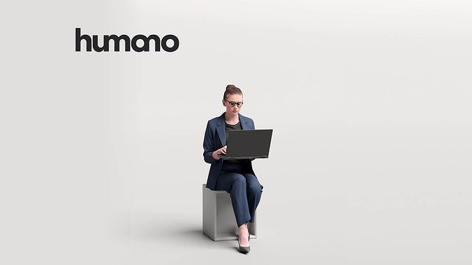 Humano business woman sitting working - office -04639-26 3D model