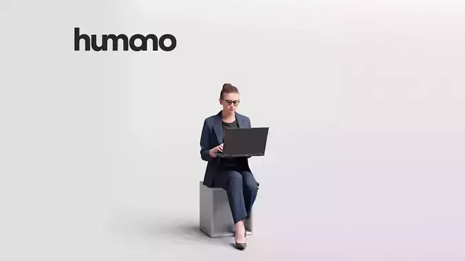 Humano business woman sitting working - office -04639-26