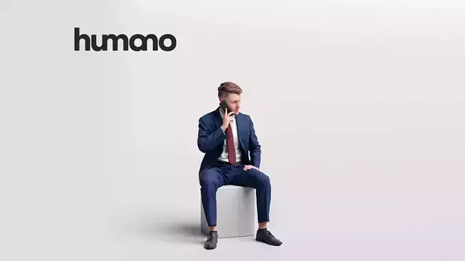 Humano business man sitting talking phone - office -03418-83