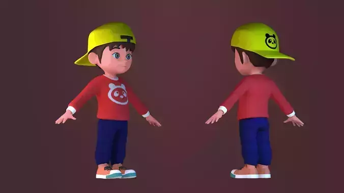 kid boy toonish stylized character asian daniel baby child