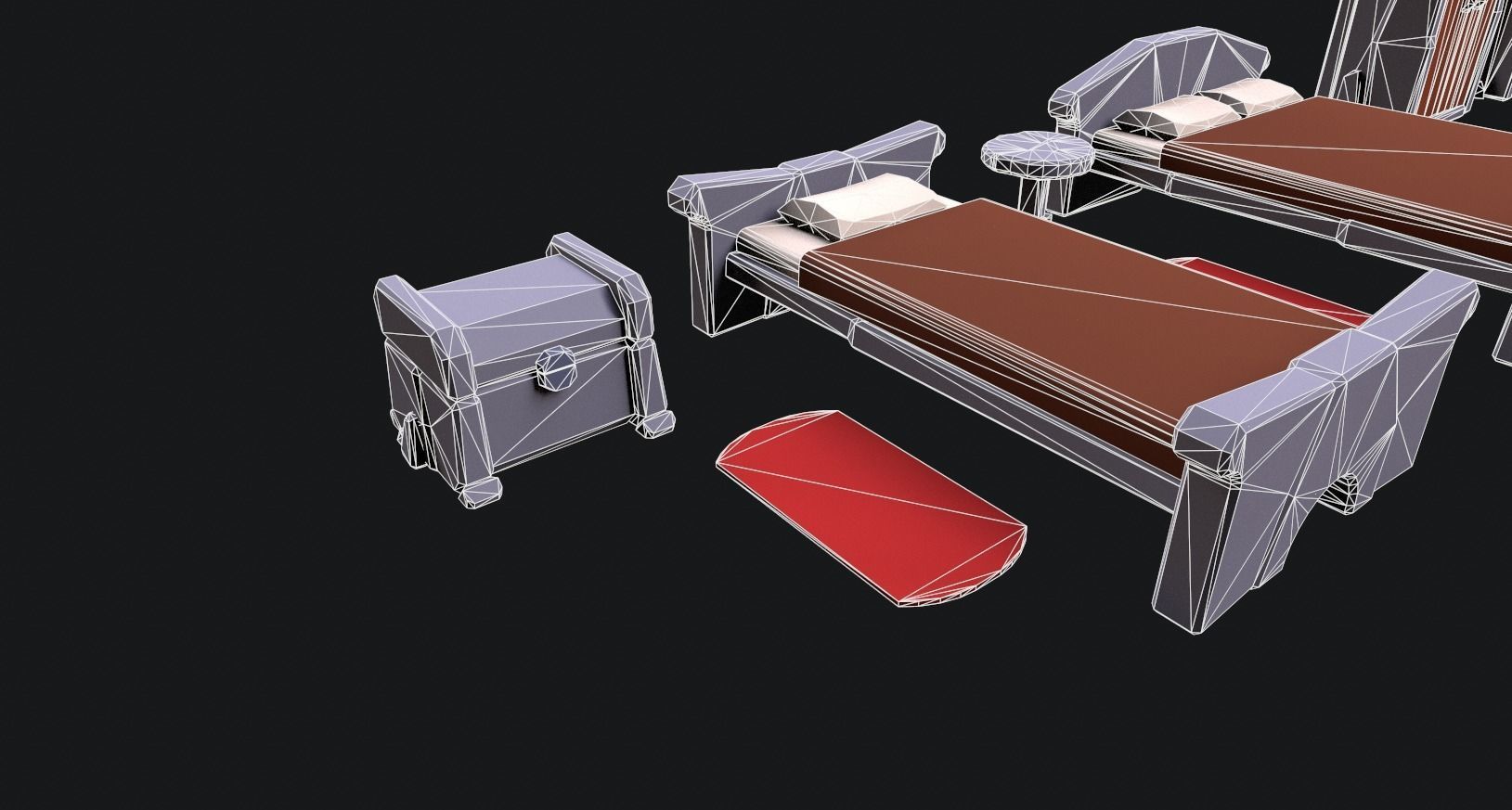 Medieval Stone Furniture Low-poly 3D model_15