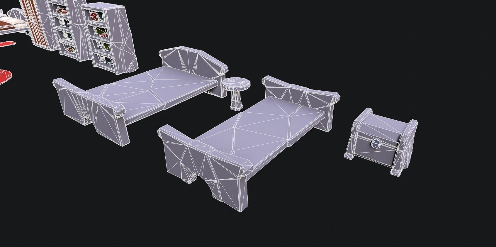 Medieval Stone Furniture Low-poly 3D model_13