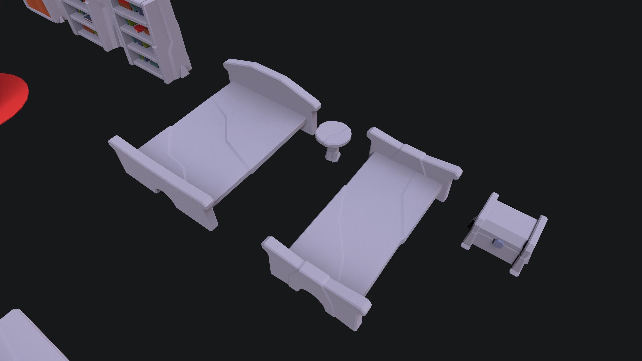 Medieval Stone Furniture Low-poly 3D model_7