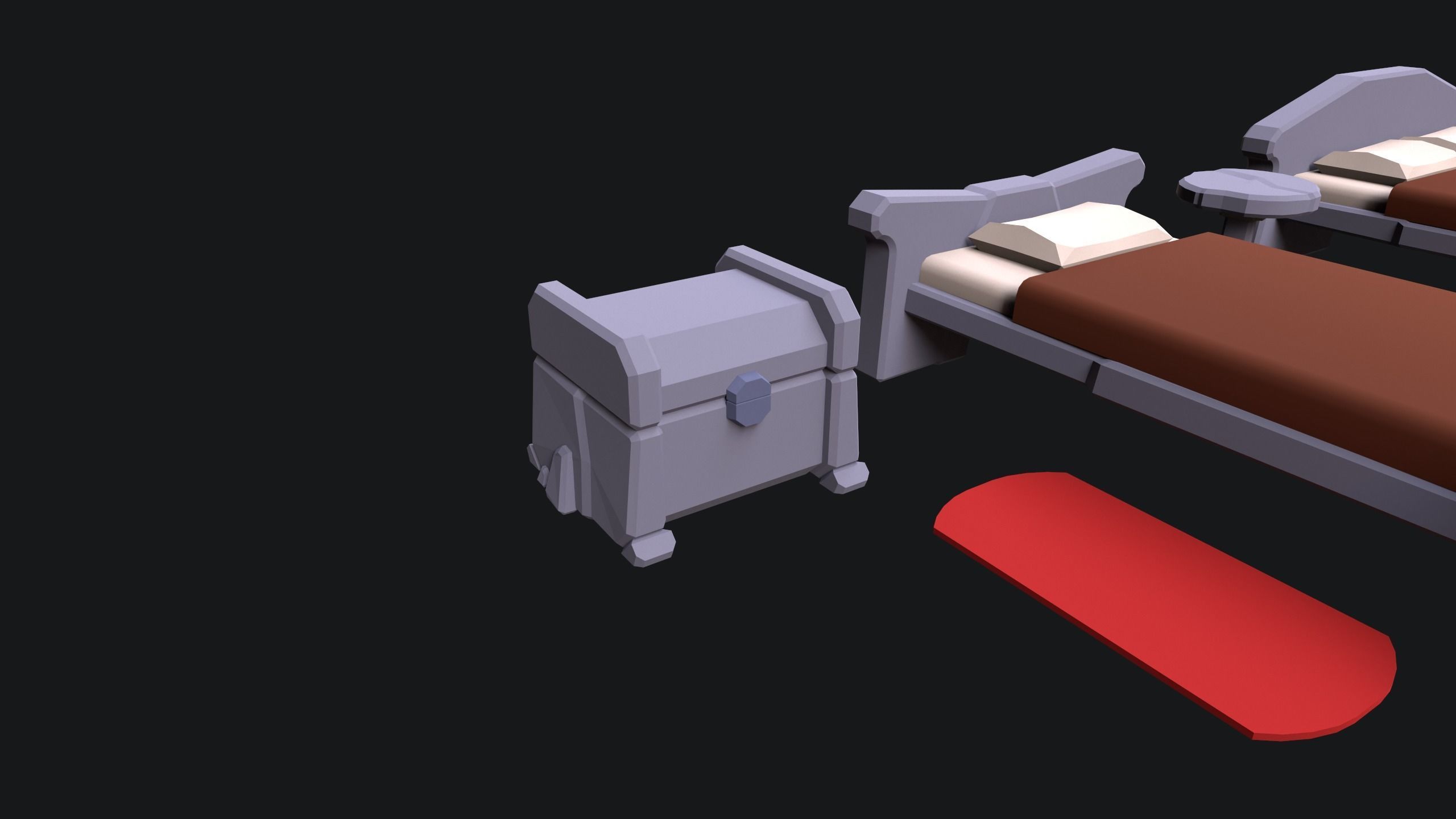 Medieval Stone Furniture Low-poly 3D model_8