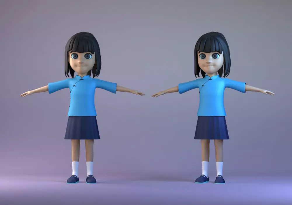 Student Girl Cartoon Character Republic Girl elder sister 3D model