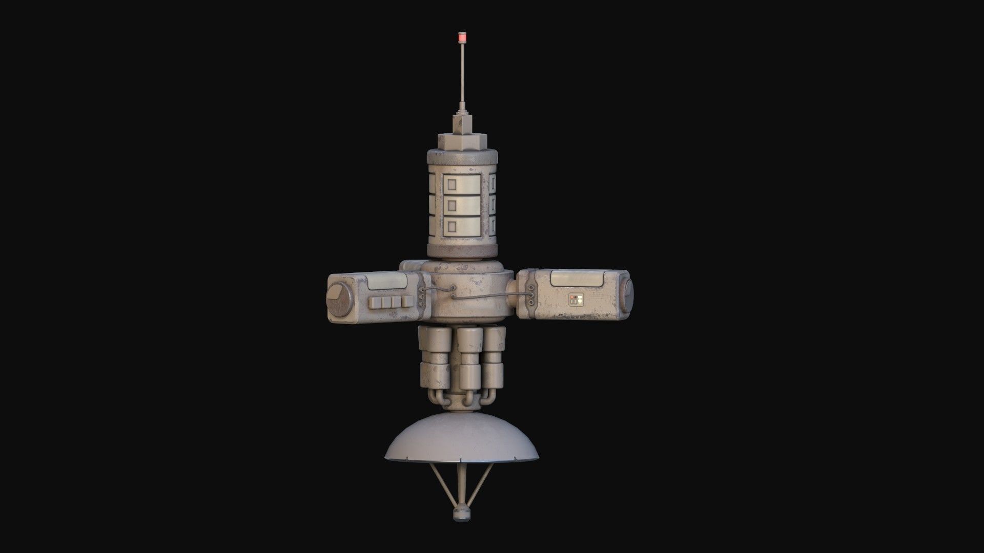 Simple Stylized Satellite Low-poly 3D model_14