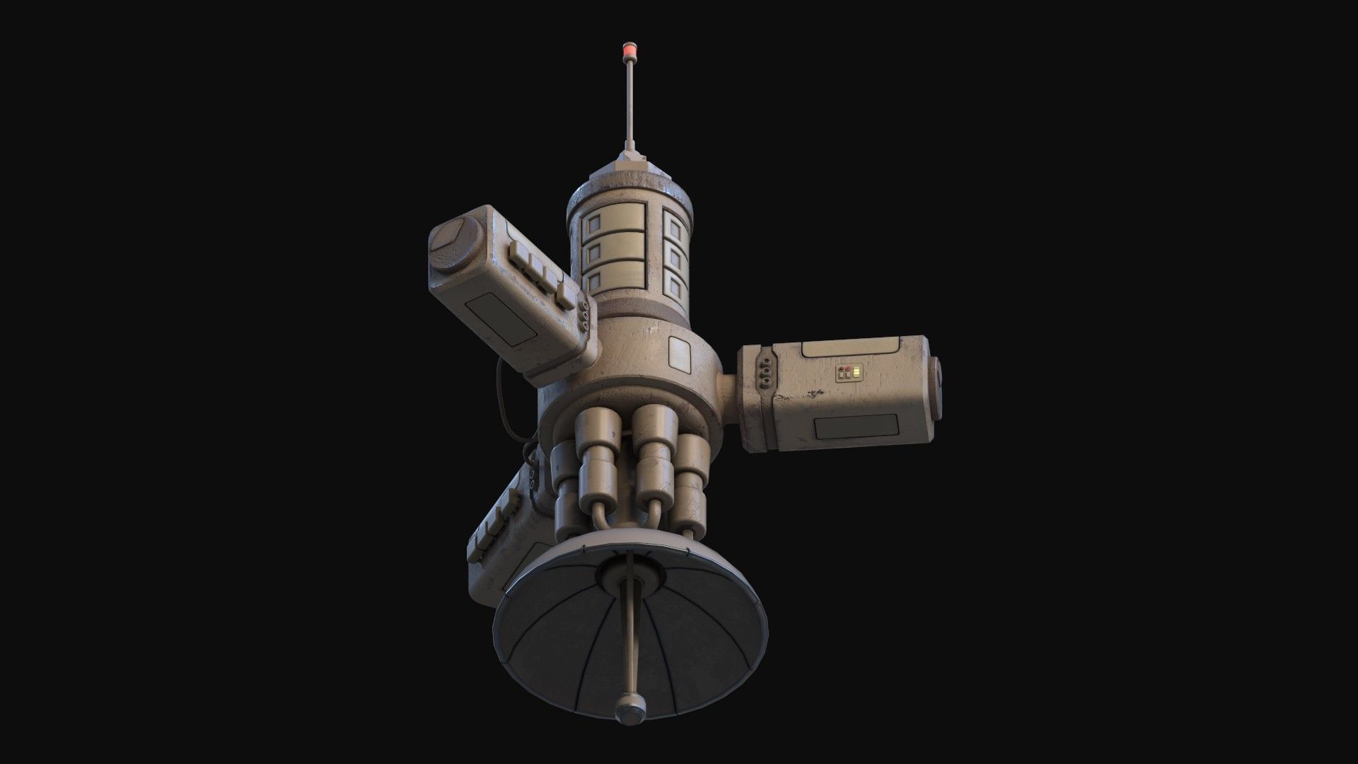 Simple Stylized Satellite Low-poly 3D model_3
