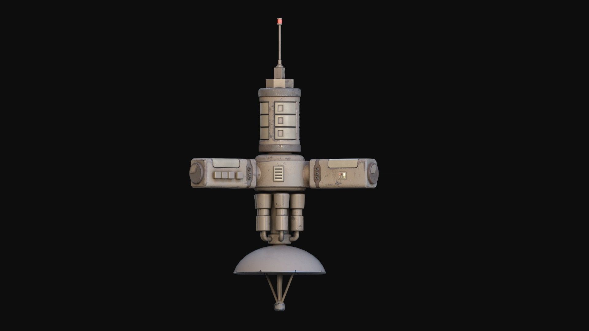 Simple Stylized Satellite Low-poly 3D model_12