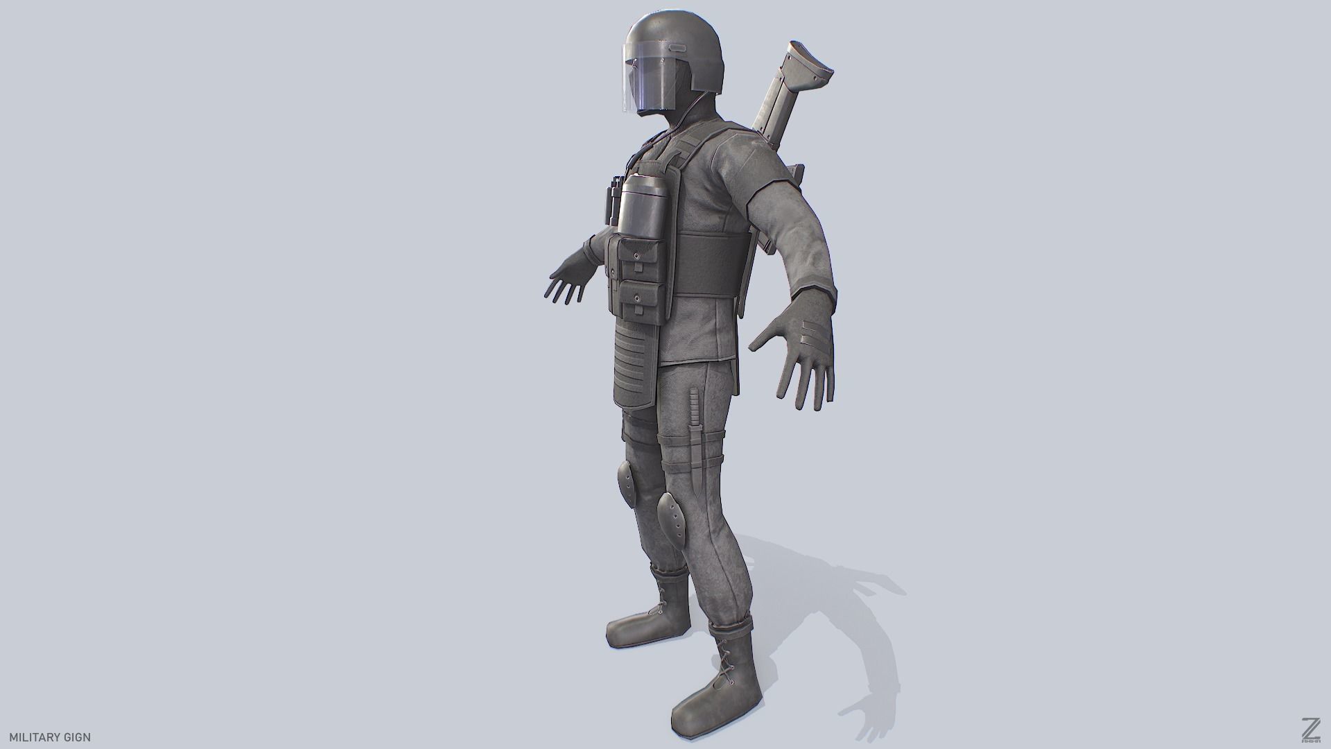 Military GIGN Low-poly 3D model_5