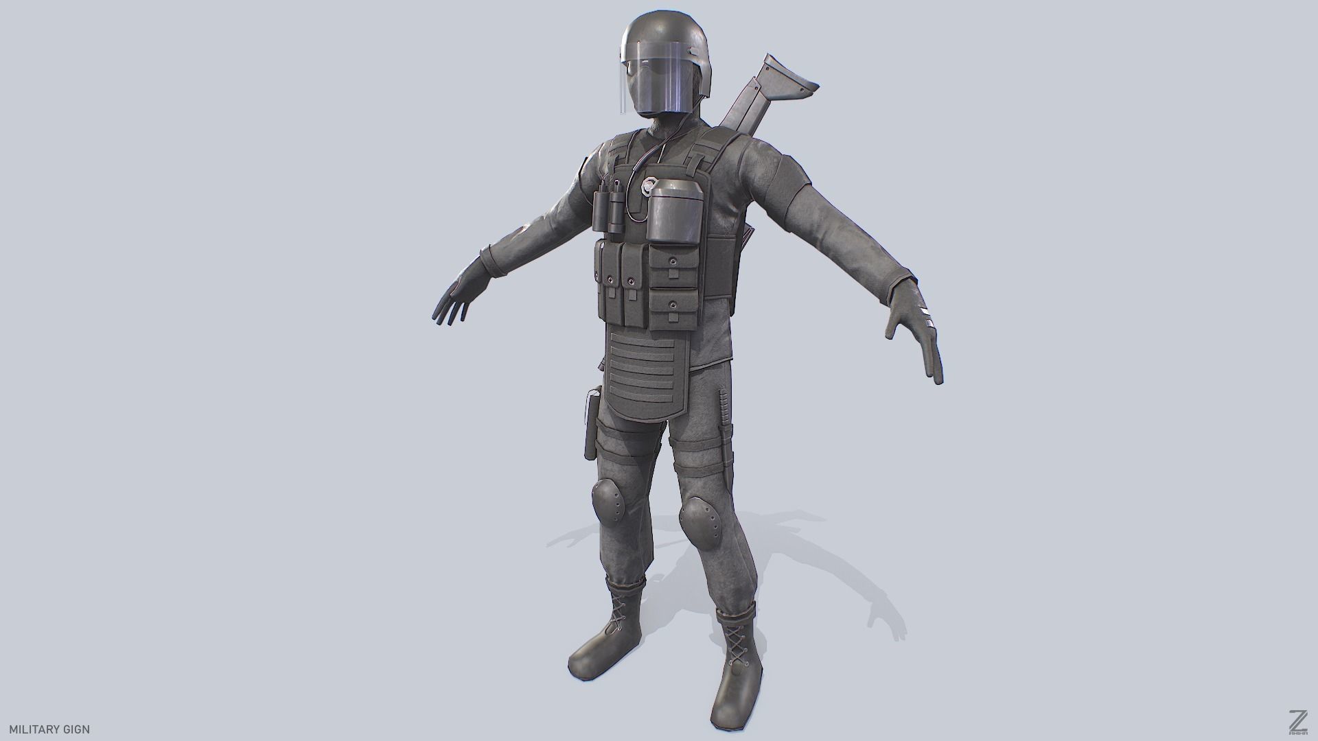 Military GIGN Low-poly 3D model_4