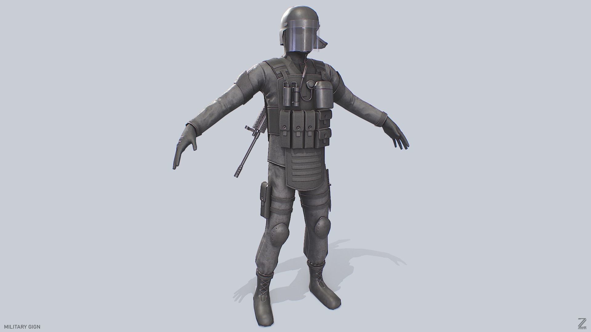 Military GIGN Low-poly 3D model_9