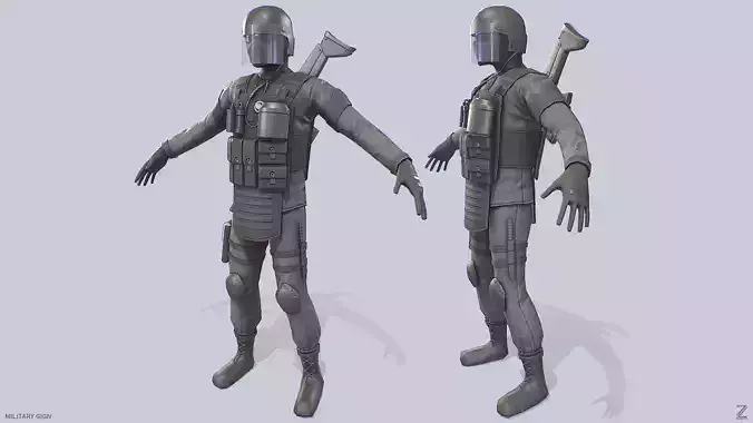 Military GIGN Low-poly 3D model